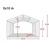 TOOLPORT 5x10m, Partytelt, PVC-teltdug, hvid, med bundramme