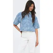 ONLY Bluse 'ONLCleo-Aude' blue denim / hvid