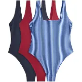 The Set Badedragt marin / navy / knaldrød / hvid