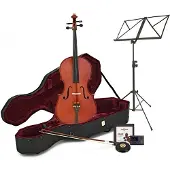 Gear4Music Student Plus Cello i 3/4 størrelse med Kuffert + Nybegynderpakke
