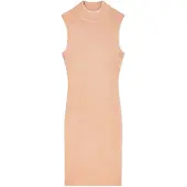 Armani Exchange A|X Armani Exchangetil kvinder. XW001875AF11957M4014 Midi-kjole med høj hals i nude (L), Casual, Party, Viscose, Uden ærmer/stropper, Hudfar