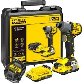 Stanley SFMCF830D2K-QW, Slagnøgle, Pistolhåndtag, 1/4, Sort, Gul, Børstefri, 3200 rpm