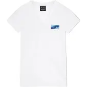 Armani Exchange A|X Armani Exchangetil kvinder. XW002347AF10356U0002 Hvid Figursyet Strikket T-shirt (L), Casual, Bomuld, Korte ærmer