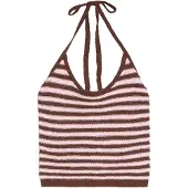 Bershka Sticktop mørkebrun / lyserød