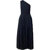 BOSS Ribstrikket one-shoulder-kjole med plissé-skørt