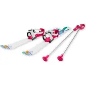PLASTKON Ski til Børn 70 cm med skistave, Hvid/Pink