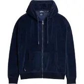 Superdry Superdrytil kvinder. W2012369A Hættetrøje med lynlås i marineblå velour (M), Casual, Bomuld