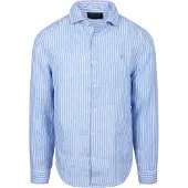Superdry Superdrytil mænd. M4011103A Riviera hørskjorte blå (L), Casual, Linned, Lange ærmer