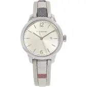 Burberry dameur 32 mm læderrem stål urkasse schweizisk kvartsur Bu10113