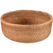 Semoic Naturlig rattan rund frugtskål med flettet bordplade
