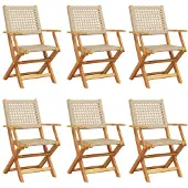vidaXL Havestole Massivt Akacietræ Og Polyrattan - 6 / Beige
