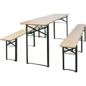 vidaXL foldbart ølbord med 2 bænke 220 cm fyrretræ