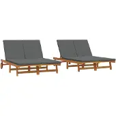 vidaXL Solstol 2-person Brun 63 x 199 x 85 cm Massivt Akacietræ