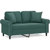 vidaXL 3-Personers Sofa Med Pyntepuder Velour - 120 cm / Mørkegrøn