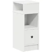 vidaXL sengebord med skuffe 25x31x66 cm hvid