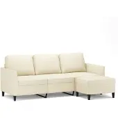 vidaXL 3-Personers Sofa Med Fodskammel 180 Cm Kunstlæder - Creme