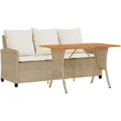 vidaXL 3-personers sofa med hynder og bord polyrattan beige