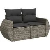 vidaXL 2-Personers Havesofa Med Hynder Polyrattan - Grå