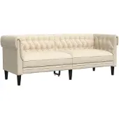 vidaXL 3-personers chesterfieldsofa hør