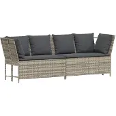 vidaXL havesofa med hynder polyrattan lysegrå