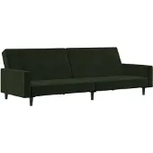 vidaXL 2-Personers Sovesofa Fløjl - Mørkegrøn / Med armlæn