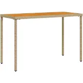vidaXL havebord med top i akacietræ 115x54x74 cm polyrattan beige
