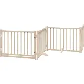 vidaXL hundelåge m. dør 4 paneler 320 cm foldbar massivt gran