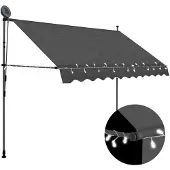 vidaXL markise m. LED-lys manuel betjening 300 cm antracitgrå