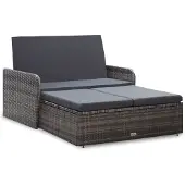 vidaXL loungesæt til haven 2 dele med hynder polyrattan grå