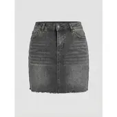 KOROSHI Nederdel black denim