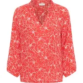 Kaffe Bluse 'KATine Amber' orangerød / hvid