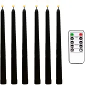 Spactz 6 stk flammefri sorte taperlys med fjernbetjening
