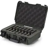 Nanuk 909 case with foam inserts for 8 knives, olive green