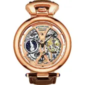 Stührling Original Herreur 3919.3 Legacy Skeletskåret/Læder Ø49 mm