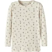 Lil´ Atelier Bluse - Rib - NmfGago - Turtledove/Floral - - 3 år (98) - Bluse