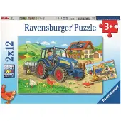 Ravensburger Puslespil - 2x12 Brikker - Hard At Work - - OneSize - Puslespil