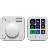 Logitech Master Series MX Creative Console - Tastatur og drejeskive sæt - bagbelyst - USB-C - bleg grå