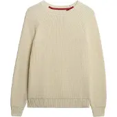 Superdry Superdrytil kvinder. W6110672A Afslappet ribstrikket trøje beige (M), Casual, Bomuld
