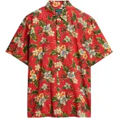 Superdry Superdrytil mænd. M4010947A Rød skjorte med hawaii-print (XL), Casual, Modal, Korte ærmer