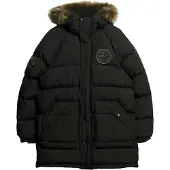 Superdry Superdrytil mænd. M5011932A Everest lang parka med baffler sort (XL), Casual, Genanvendt polister, Bæredygtig, Genanvendt nylon