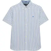 Superdry Superdrytil mænd. M4011101A Oxford Preppy skjorte med korte ærmer og hvide striber (L), Casual, Bomuld