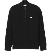 Calvin Klein Jeans Pullover 'Waffle Quarter-zip' sort / hvid