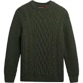 Superdry Superdrytil mænd. M6110697A Jacob Cable grøn trøje (M), Casual, Akryl