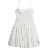 Superdry Superdrytil kvinder. W8012023A Broderie Cami Mini Dress hvid (XL), Casual, Bomuld, Uden ærmer/stropper