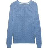 Superdry Superdrytil kvinder. W6110610A Slouchy kabelstrikket trøje blå (XXS), Casual, Bomuld