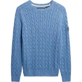 Superdry Superdrytil kvinder. W6110610A Slouchy kabelstrikket trøje blå (XL), Casual, Bomuld