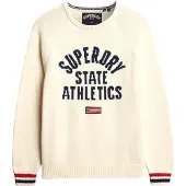 Superdry Superdrytil kvinder. W6110629A Slouchy Intarsia Graphic Off-white trøje (XL), Hvid, Casual, Bomuld