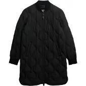 Superdry Superdrytil kvinder. W5011932A Lang quiltet foringsjakke sort (XS), Casual, Polyester