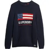 Superdry Superdrytil mænd. M6110637A Vintage Athletic marineblå trøje (S), Casual, Bomuld