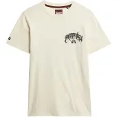 Superdry Superdrytil mænd. M1012250A Biker Rock Relaxed T-shirt i beige (L), Casual, Bomuld, Korte ærmer